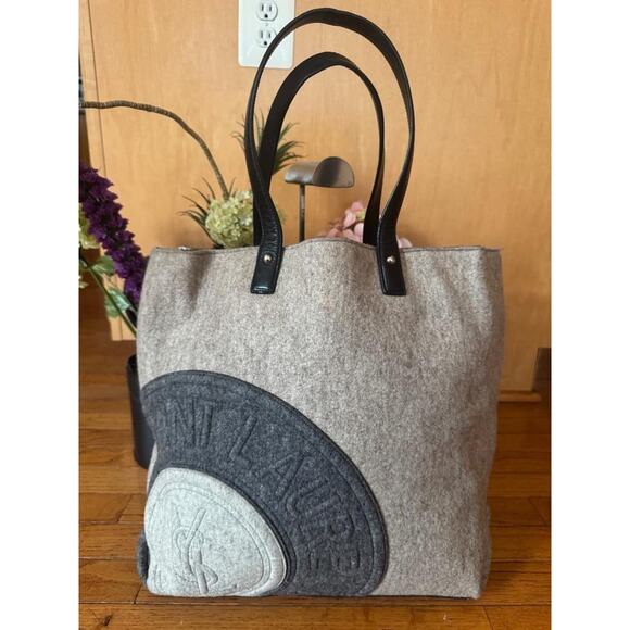 YSL Yves Saint Laurent wool leather tote (pu150 - Picture 1 of 9